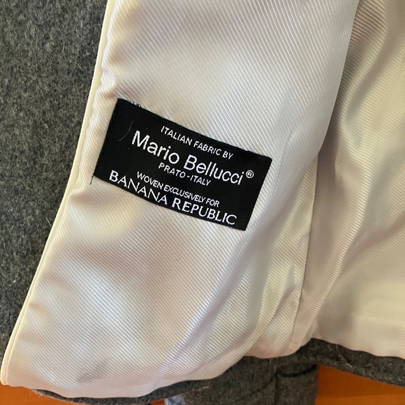 BANANA REPUBLIC 80% Italian Wool Blend Grey Moto Jacket XS P Petite - Picture 7 of 8